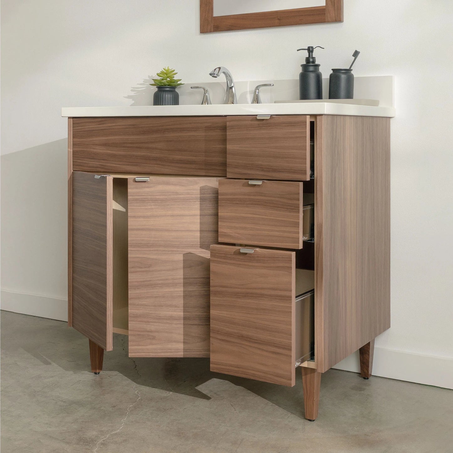 
                  
                    Austin Stainless SLIM 36" American Black Walnut Bathroom Vanity, Left Sink Teodor Bathroom Vanity United States
                  
                