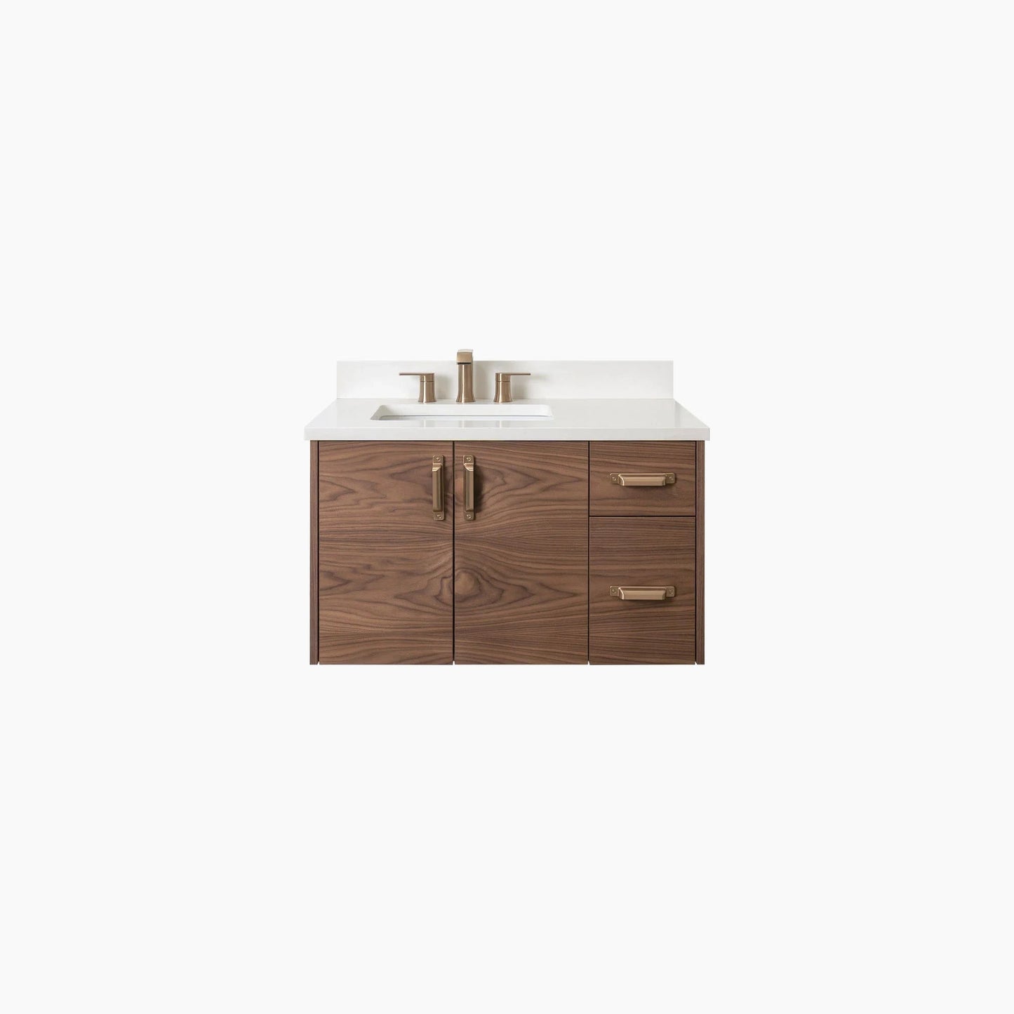 Austin Stainless SLIM 36" Wall Mount American Black Walnut Bathroom Vanity, Left Sink Teodor Bathroom Vanity United States