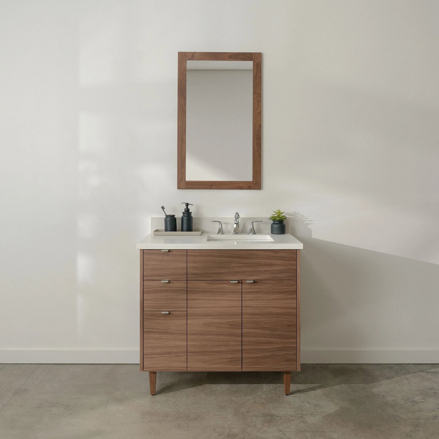Austin Stainless SLIM 36" American Black Walnut Bathroom Vanity, Right Sink Teodor Bathroom Vanity United States