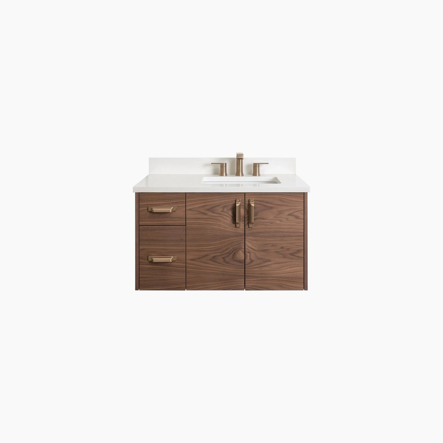 Austin Stainless SLIM 36" Wall Mount American Black Walnut Bathroom Vanity, Right Sink Teodor Bathroom Vanity United States