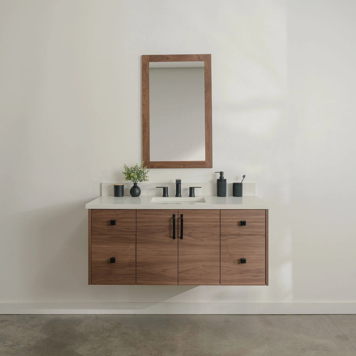 Austin Stainless SLIM 48" Wall Mount American Black Walnut Bathroom Vanity Teodor Bathroom Vanity United States