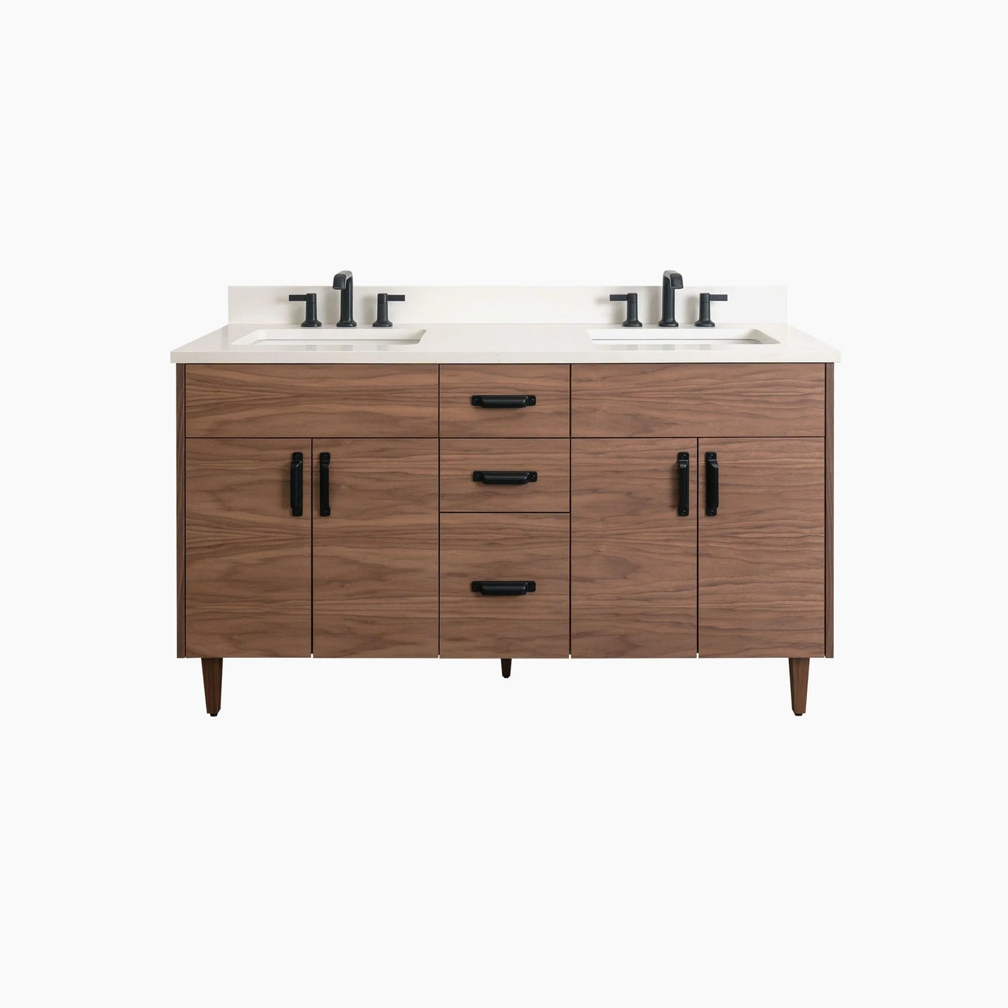 Austin Stainless SLIM 60" American Black Walnut Bathroom Vanity, Double Sink Teodor Bathroom Vanity United States