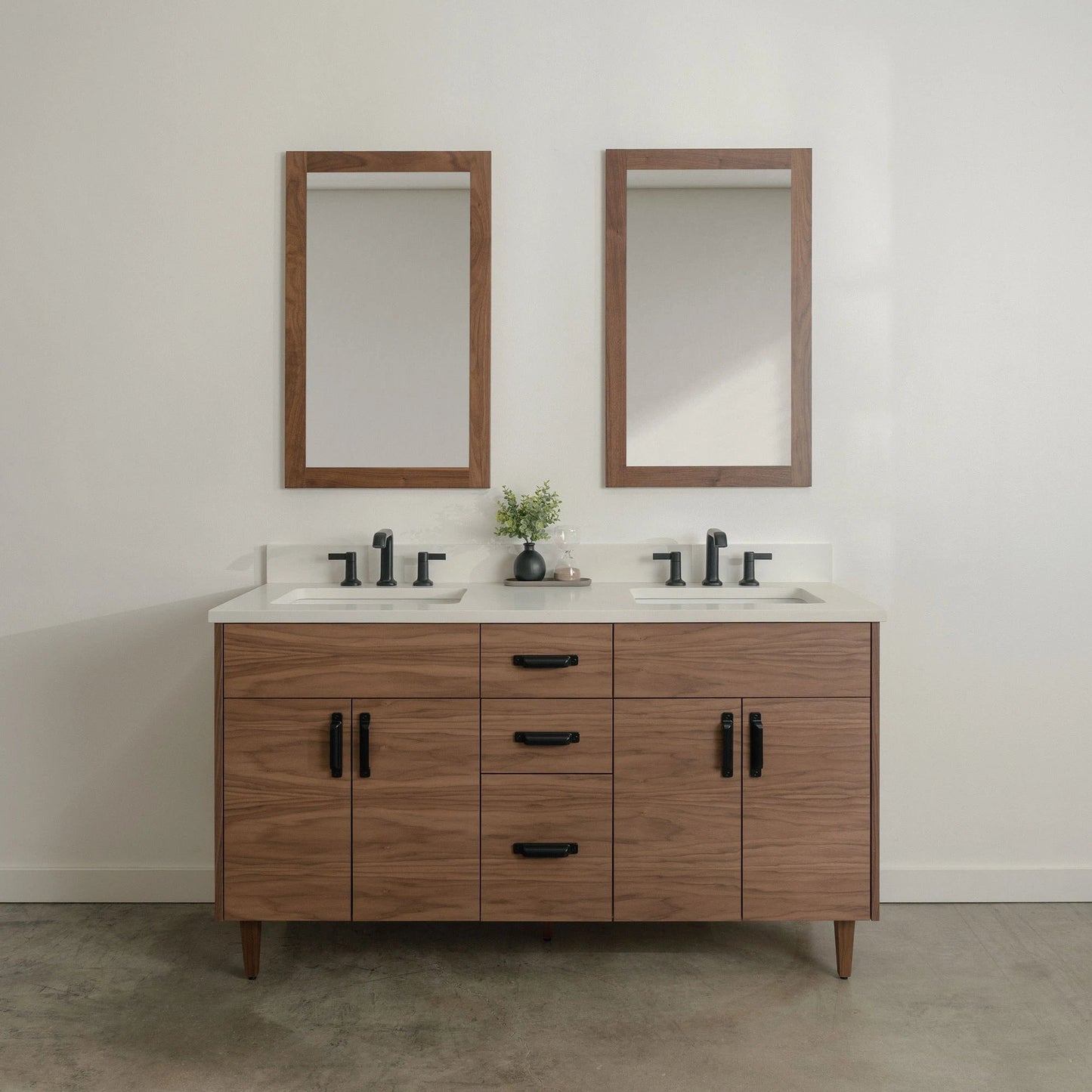 Austin Stainless SLIM 60" American Black Walnut Bathroom Vanity, Double Sink Teodor Bathroom Vanity United States