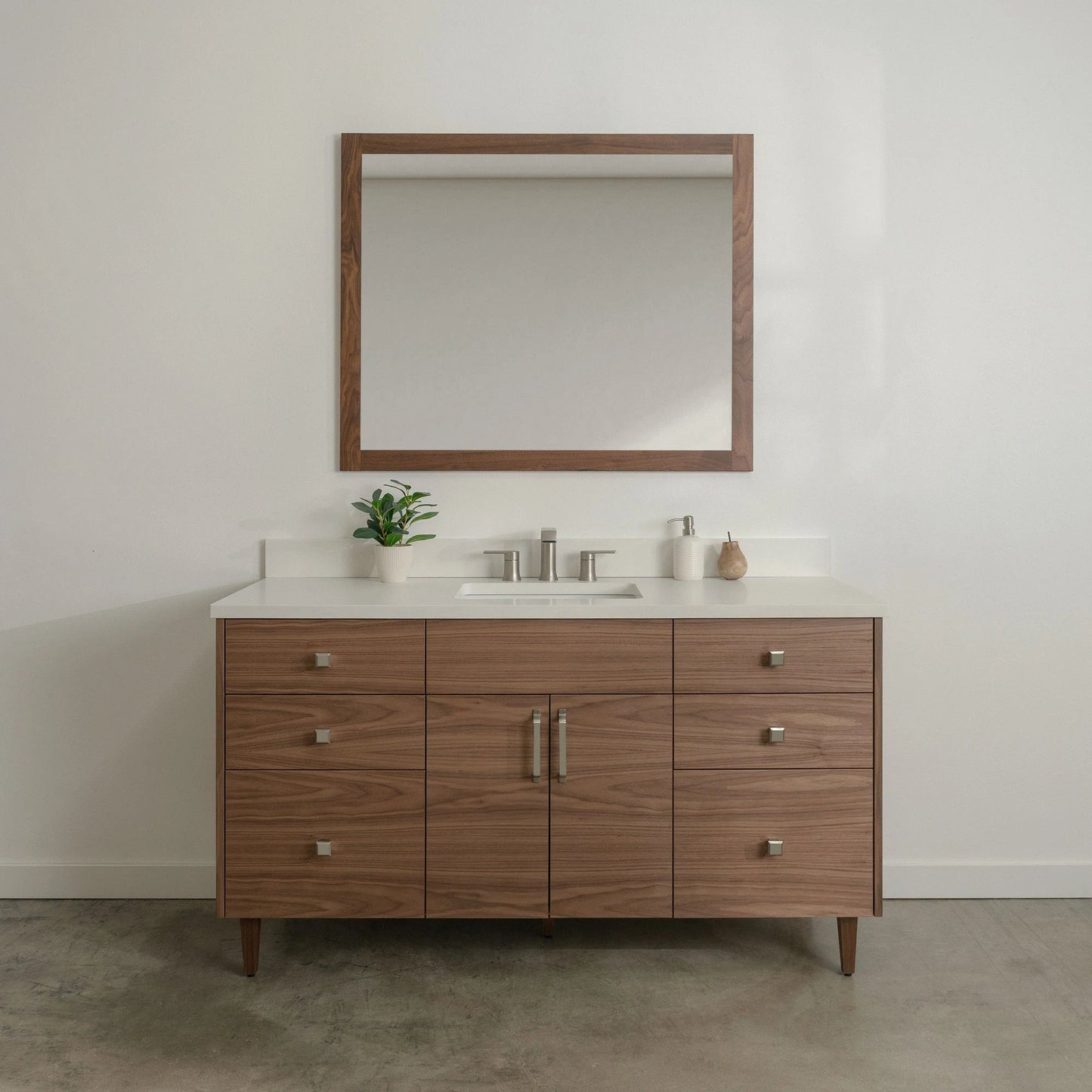 Austin Stainless SLIM 60" American Black Walnut Bathroom Vanity Teodor Bathroom Vanity United States