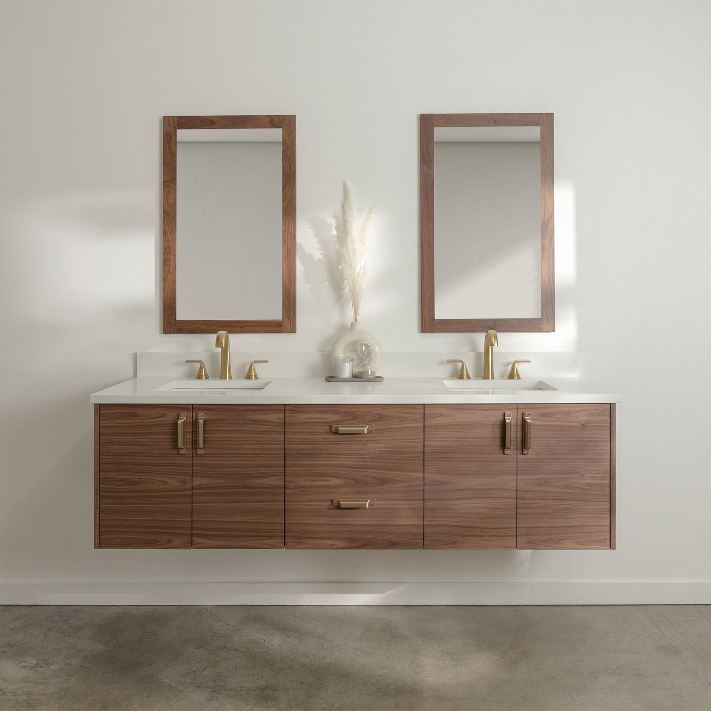 Austin Stainless SLIM 72" Wall Mount American Black Walnut Bathroom Vanity, Double Sink Teodor Bathroom Vanity United States
