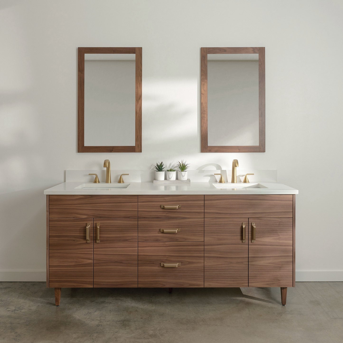 Austin Stainless SLIM 72" American Black Walnut Bathroom Vanity, Double Sink