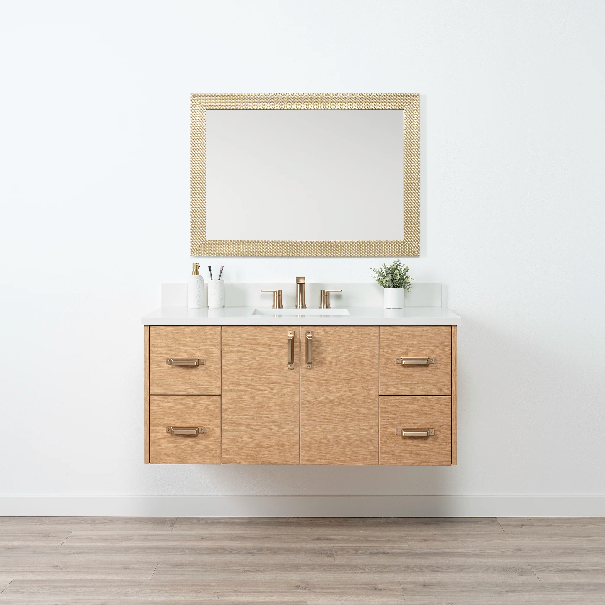 Ashbury 48" Wall Mount Natural White Oak Bathroom Vanity