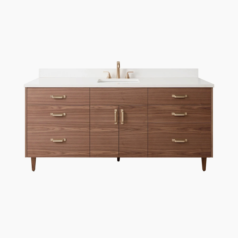 Austin Stainless SLIM 72" American Black Walnut Bathroom Vanity Teodor Bathroom Vanity United States