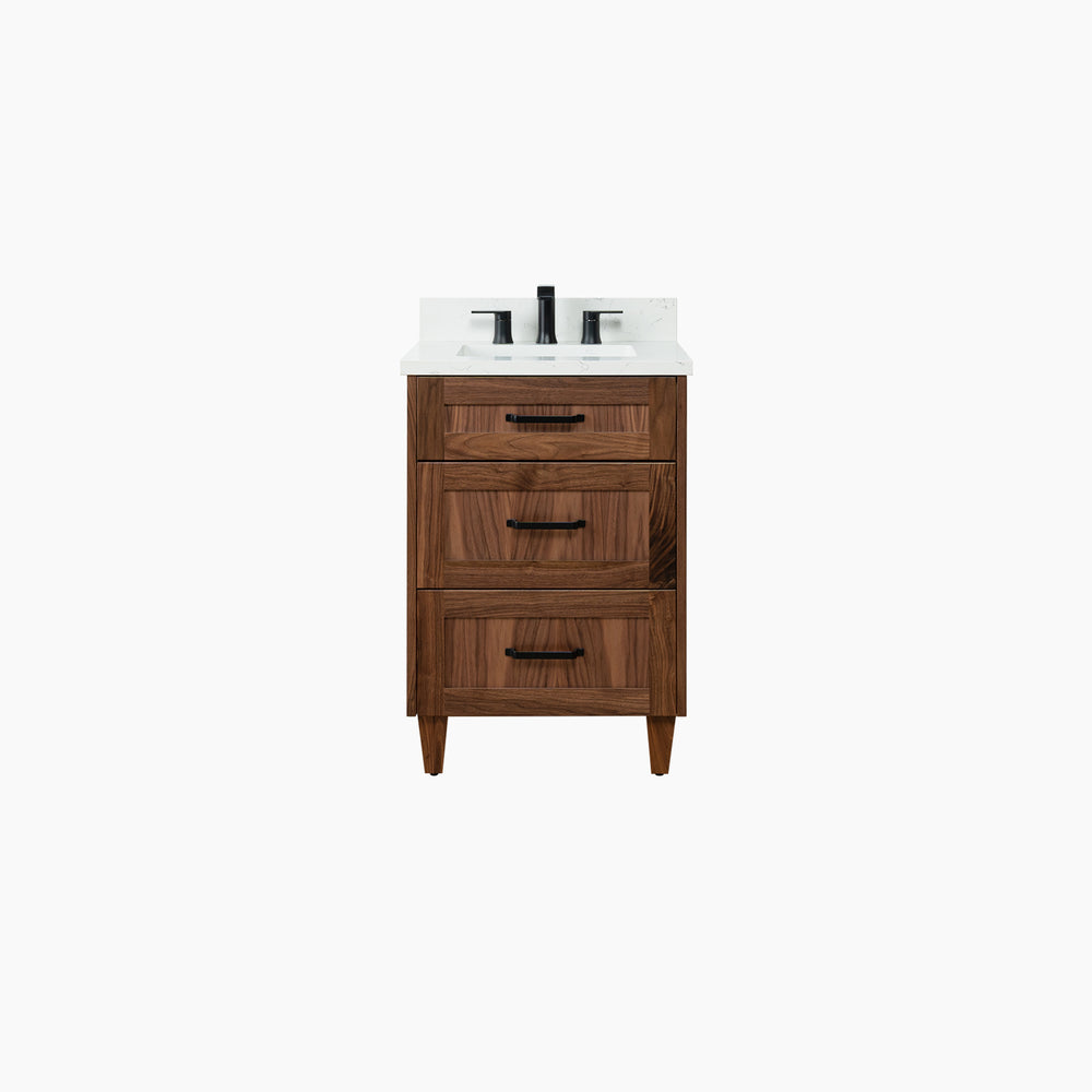 Bridgeport 24" American Black Walnut Bathroom Vanity - All Drawers