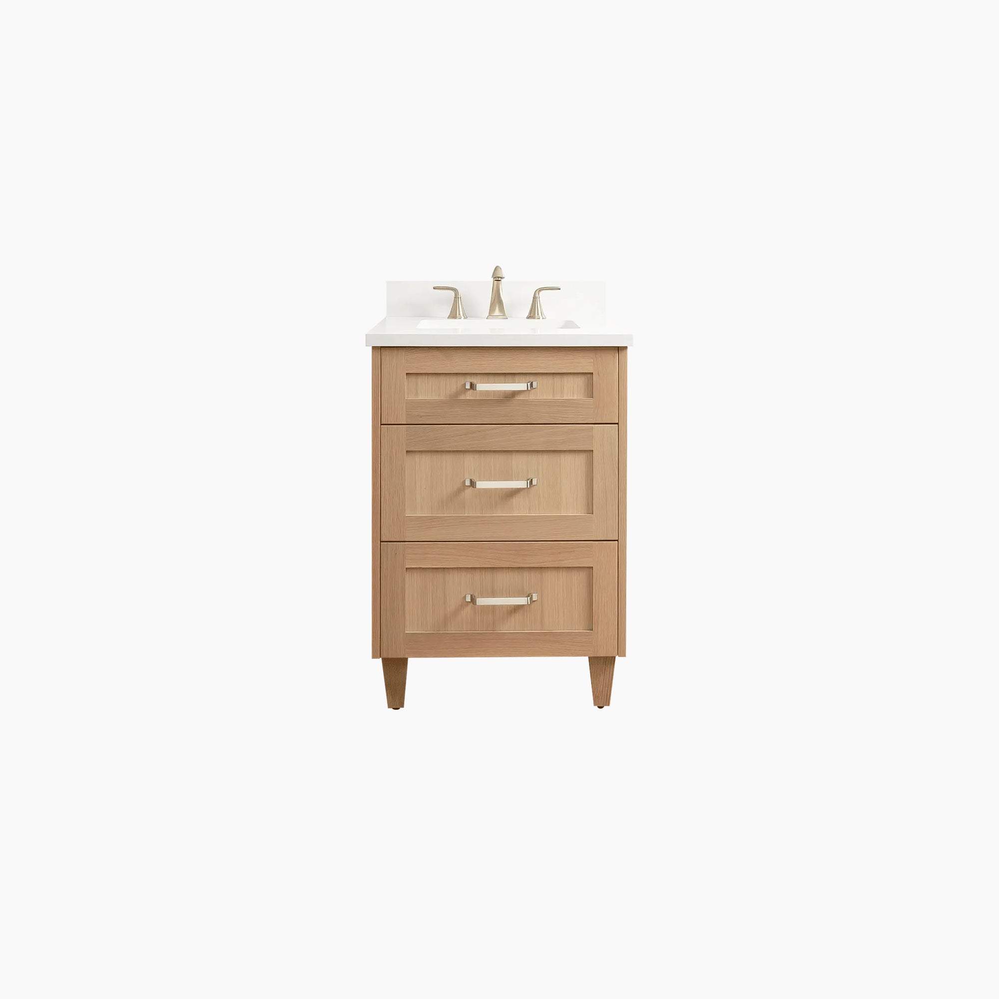 Bridgeport 24" White Oak Bathroom Vanity - All Drawers