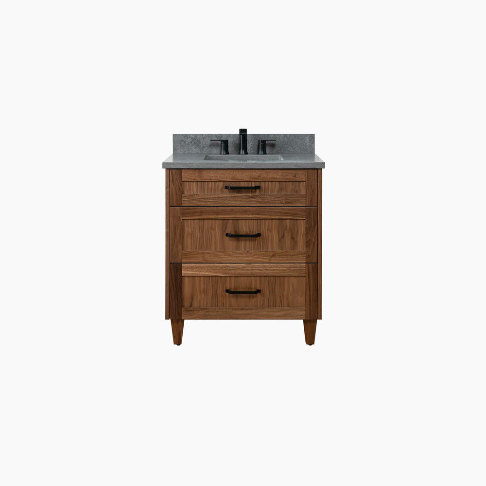 Bridgeport 30" American Black Walnut Bathroom Vanity - All Drawers