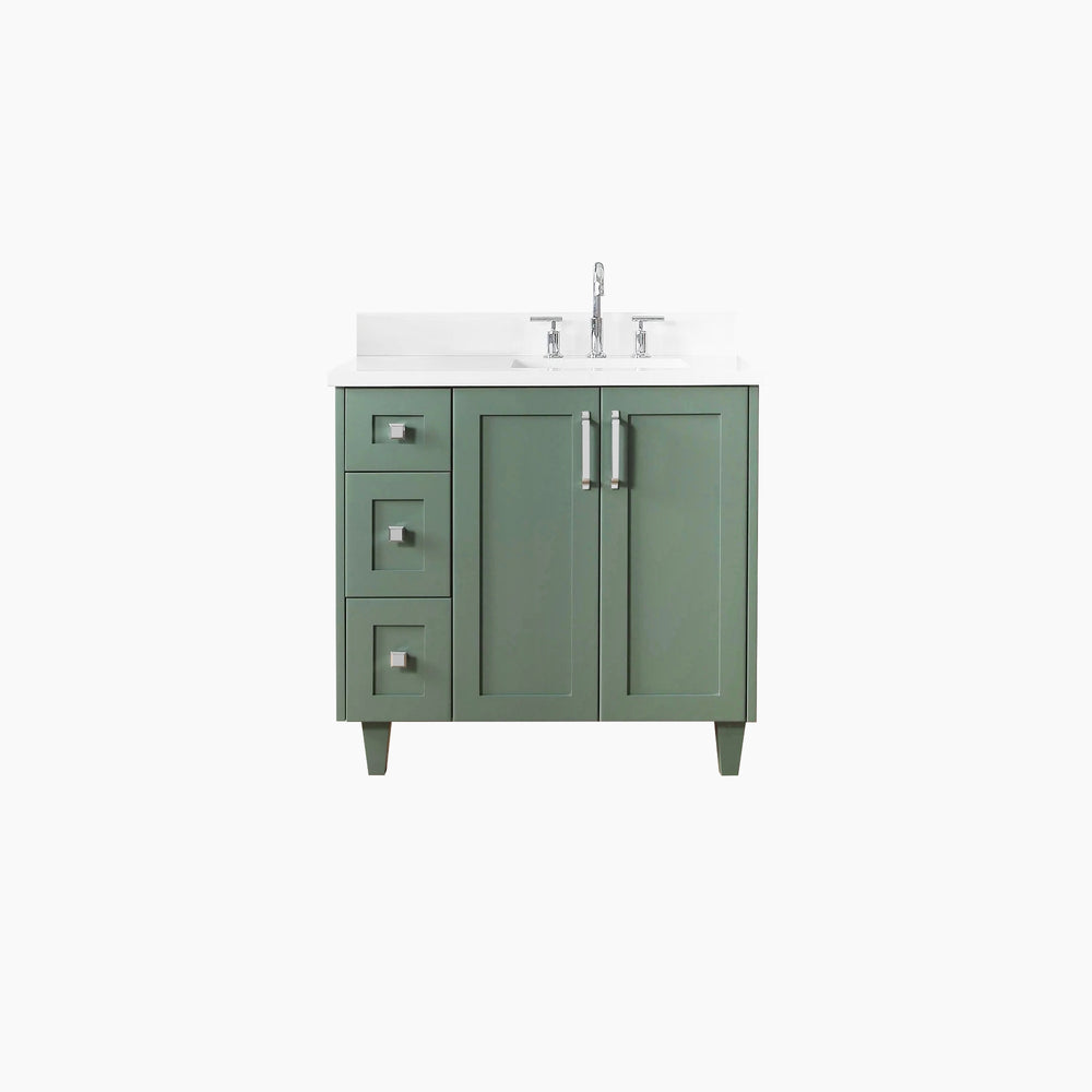 
                  
                    Bridgeport 36" Sage Green Bathroom Vanity, Right Sink
                  
                