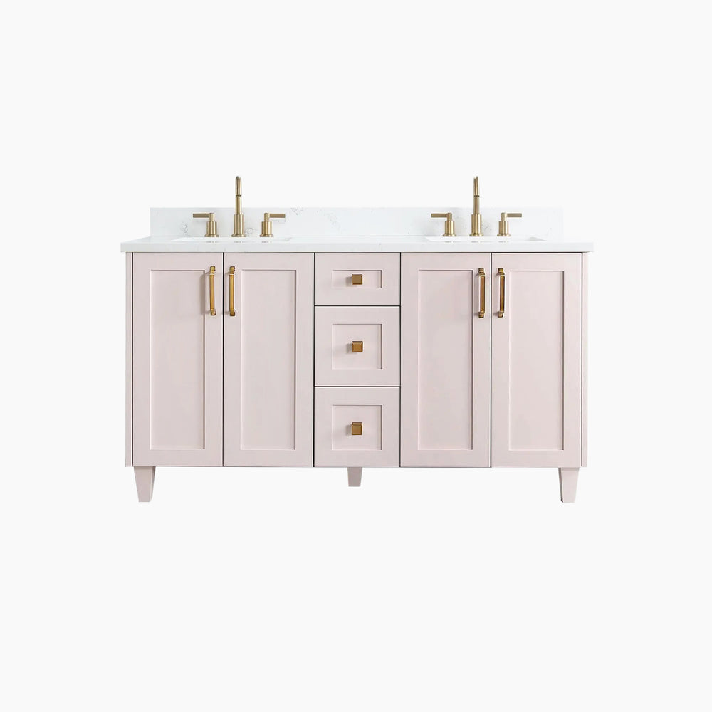 Bridgeport 60" Champagne Pink Bathroom Vanity, Double Sink