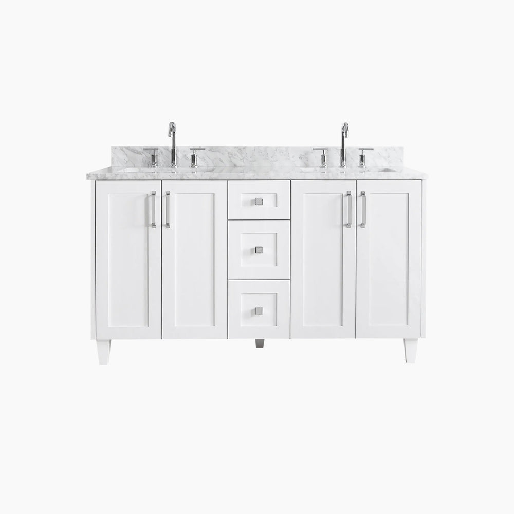 
                  
                    Bridgeport 60" Satin White Bathroom Vanity, Double Sink
                  
                