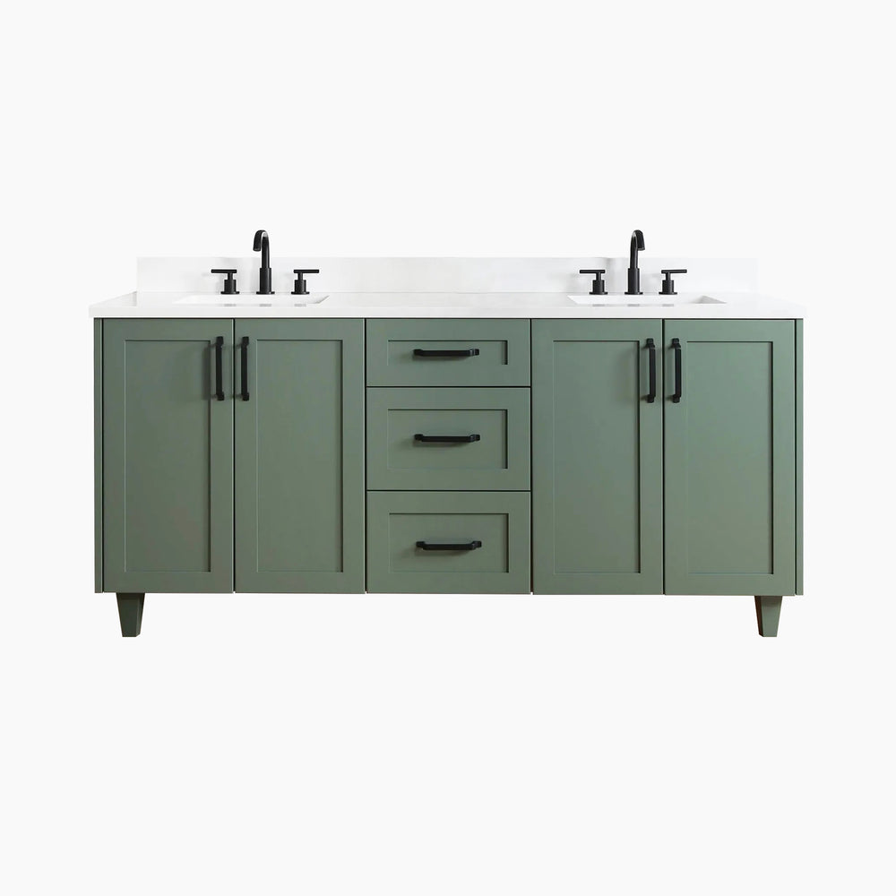 Bridgeport 72" Sage Green Bathroom Vanity, Double Sink