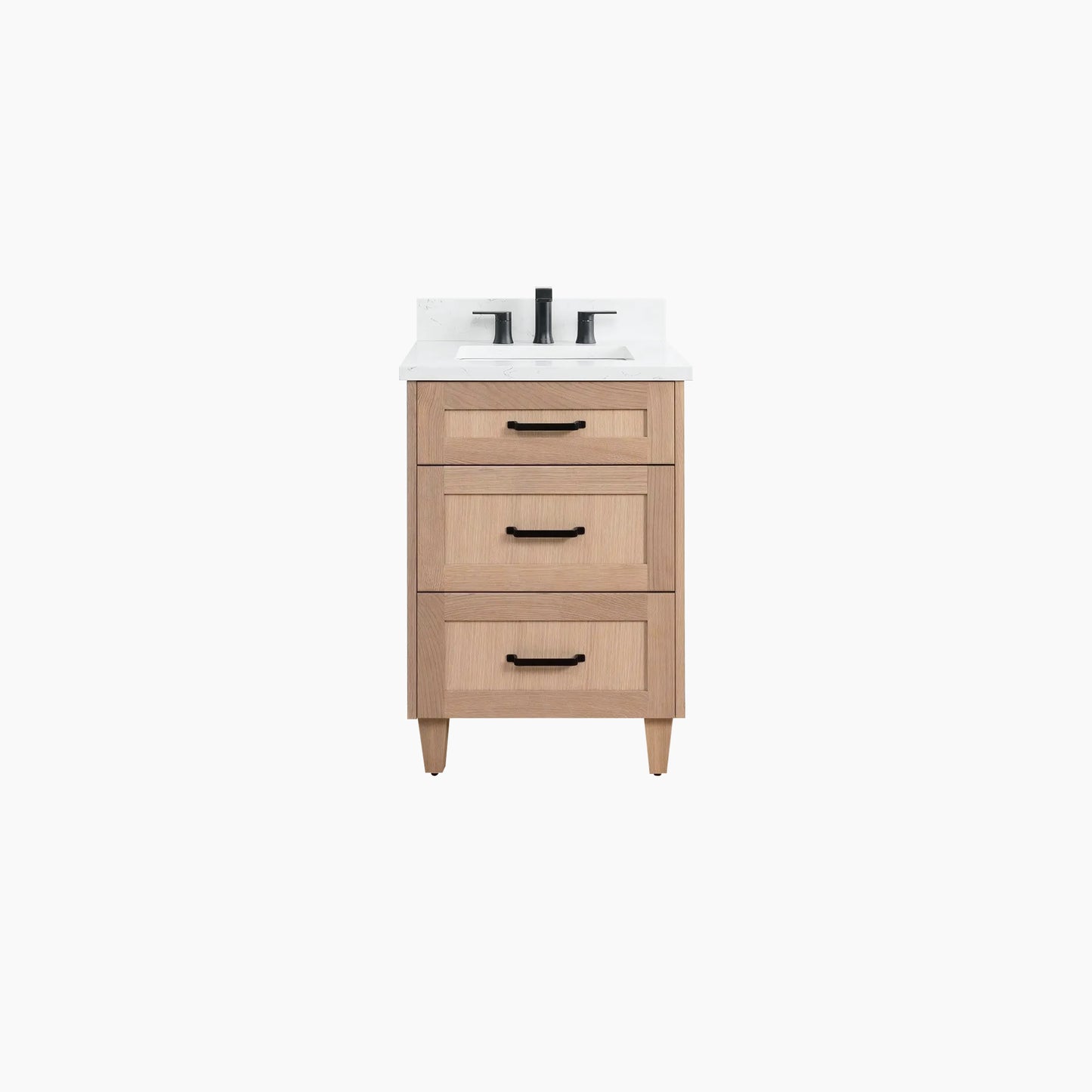 Bridgeport SLIM 24" White Oak Bathroom Vanity - All Drawers