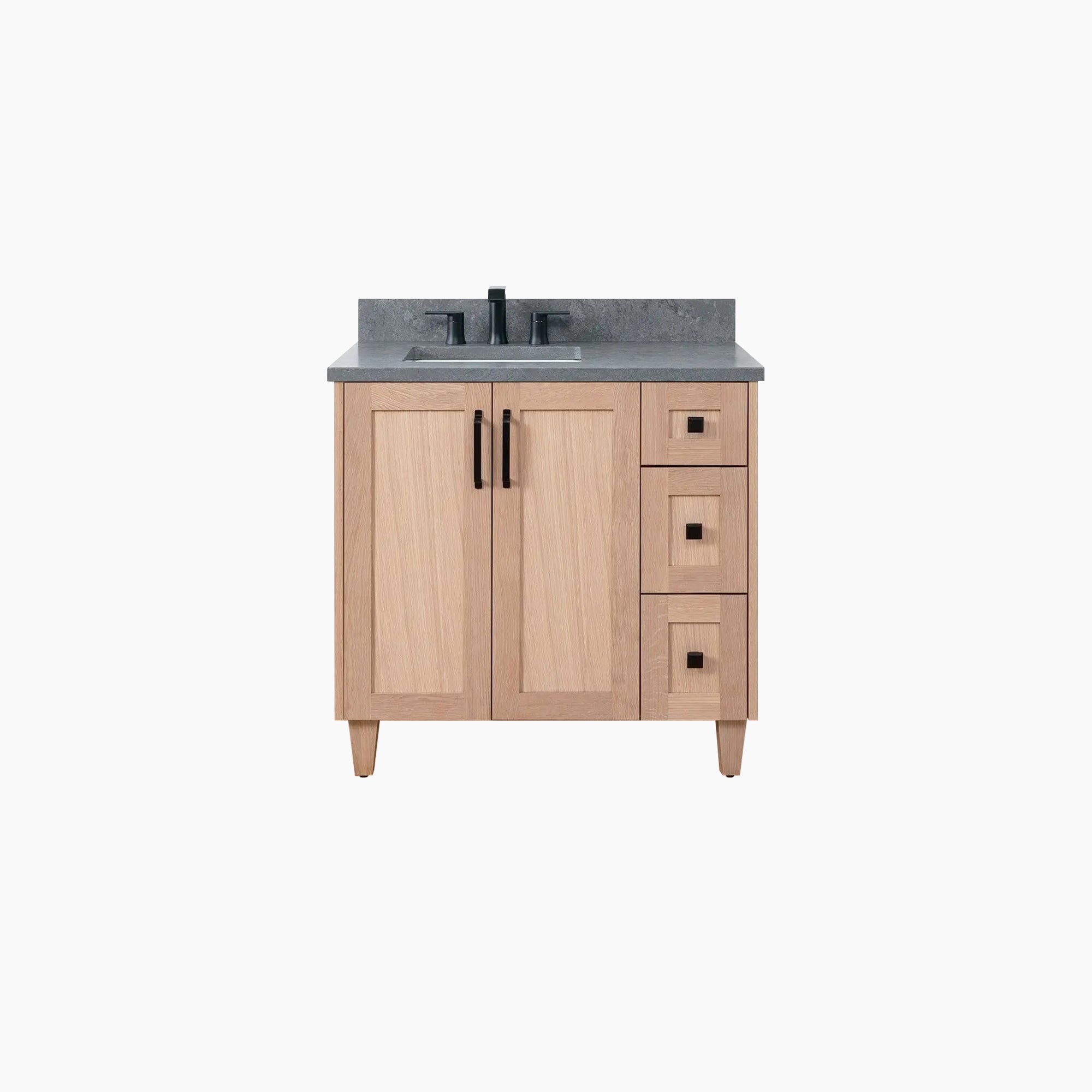 Bridgeport SLIM 36" White Oak Bathroom Vanity, Left Sink