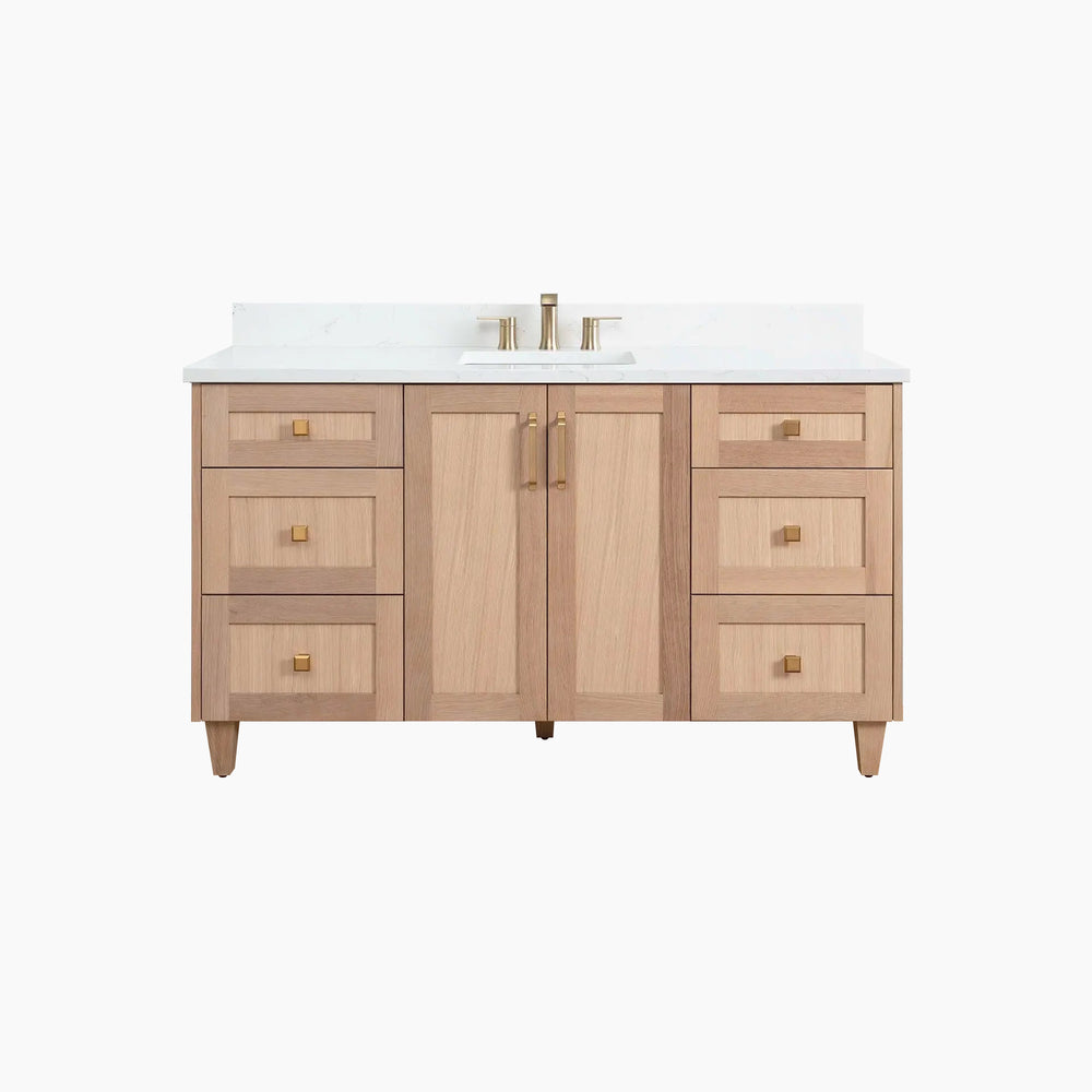 Bridgeport SLIM 60" White Oak Bathroom Vanity