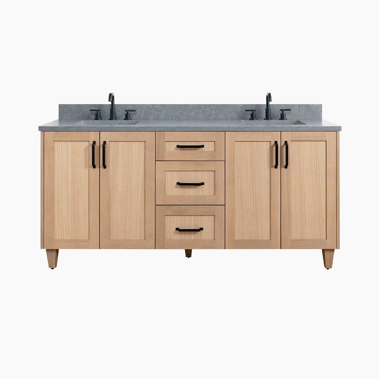 Bridgeport SLIM 72" White Oak Bathroom Vanity, Double Sink