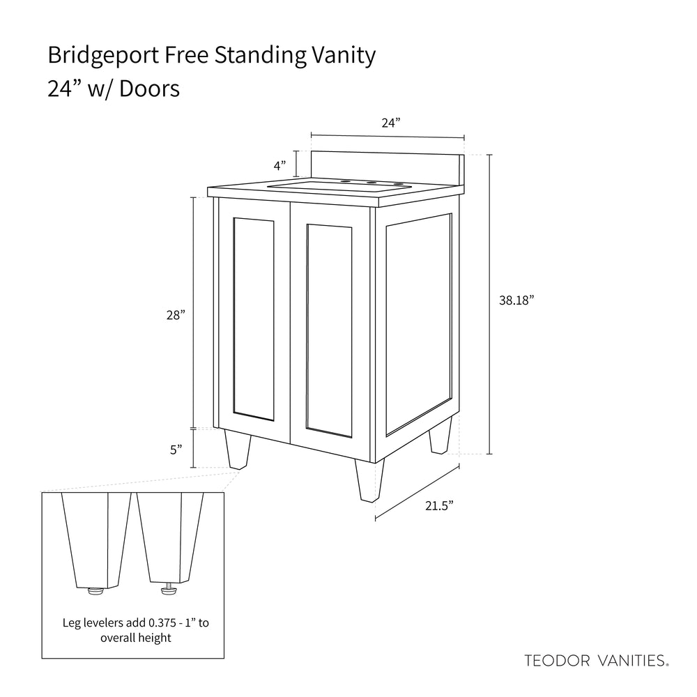 
                  
                    Bridgeport 24" American Black Walnut Bathroom Vanity w/ Doors - Teodor Vanities United States
                  
                