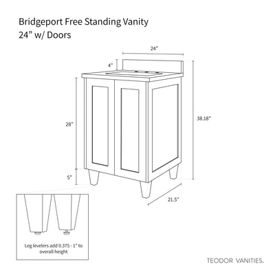 Bridgeport 24" American Black Walnut Bathroom Vanity w/ Doors - Teodor Vanities United States