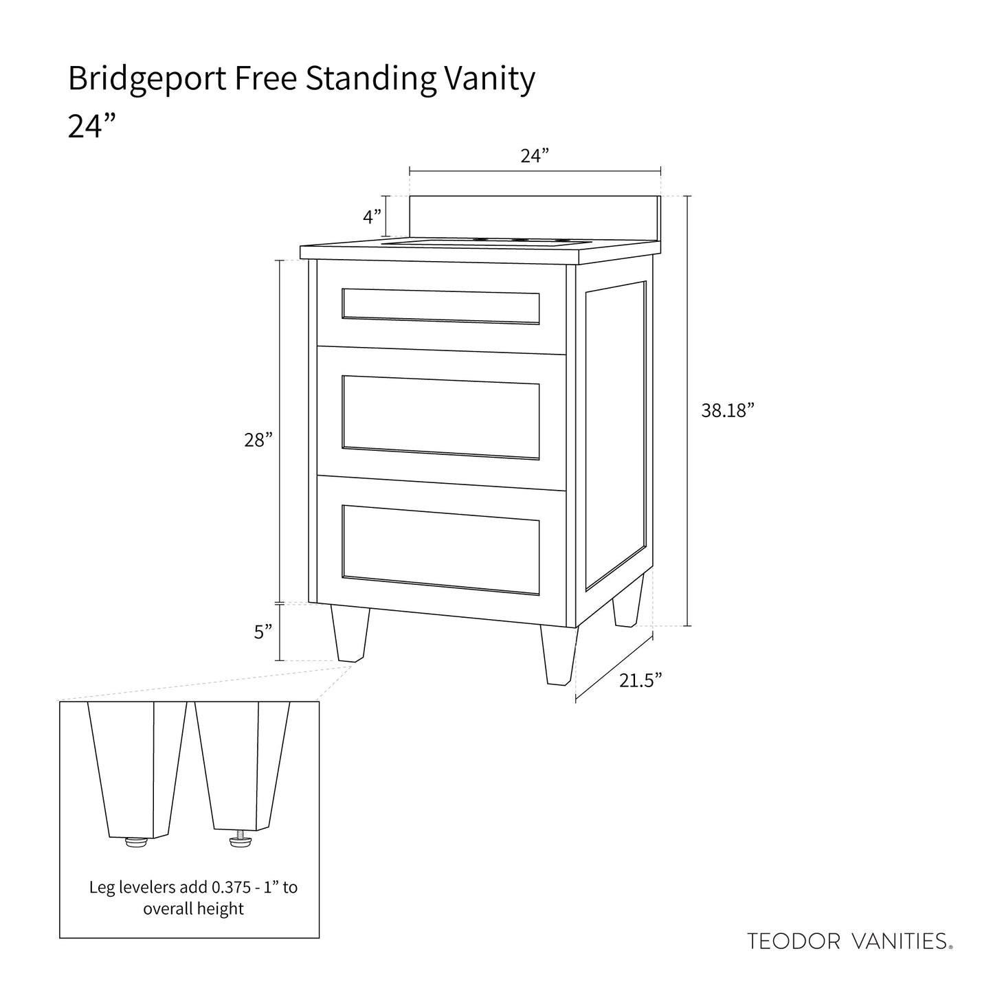 
                  
                    Bridgeport SLIM 24" Almond Coast Bathroom Vanity - All Drawers Teodor Bathroom Vanity United States
                  
                