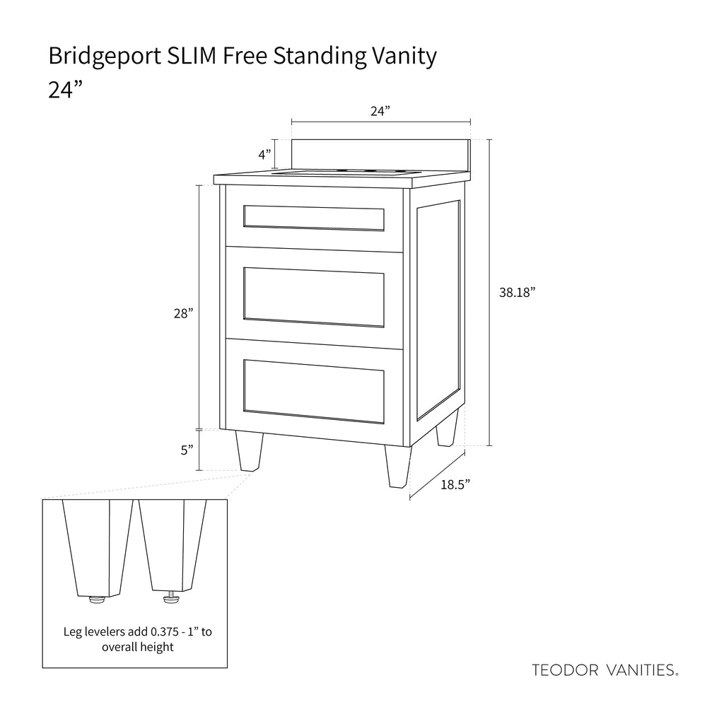 
                  
                    Bridgeport SLIM 24" Satin White Bathroom Vanity - All Drawers
                  
                