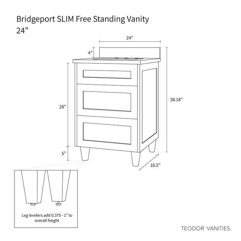 Bridgeport SLIM 24" Satin White Bathroom Vanity