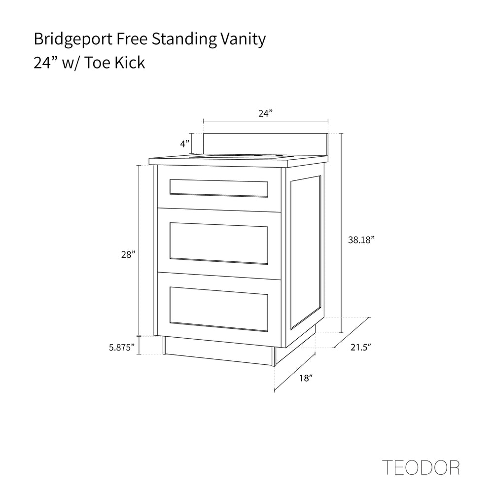 
                  
                    Bridgeport 24" American Black Walnut Bathroom Vanity - All Drawers
                  
                