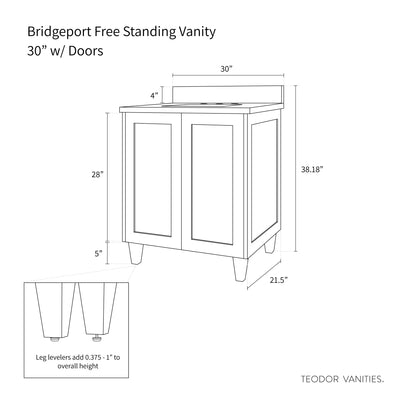 Bridgeport 30" American Black Walnut Bathroom Vanity w/ Doors - Teodor Vanities United States