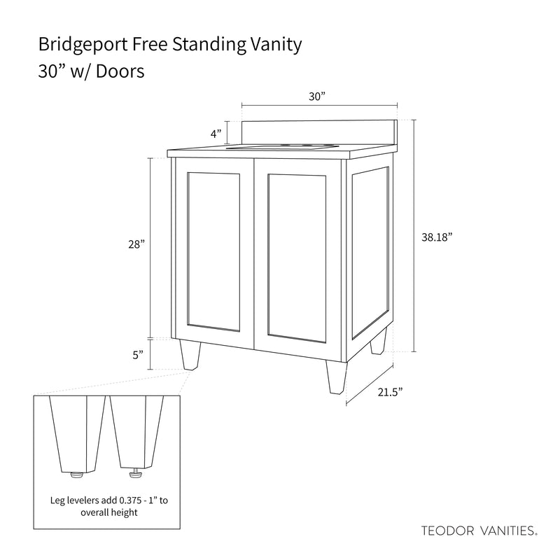 Bridgeport 30" American Black Walnut Bathroom Vanity w/ Doors - Teodor Vanities United States