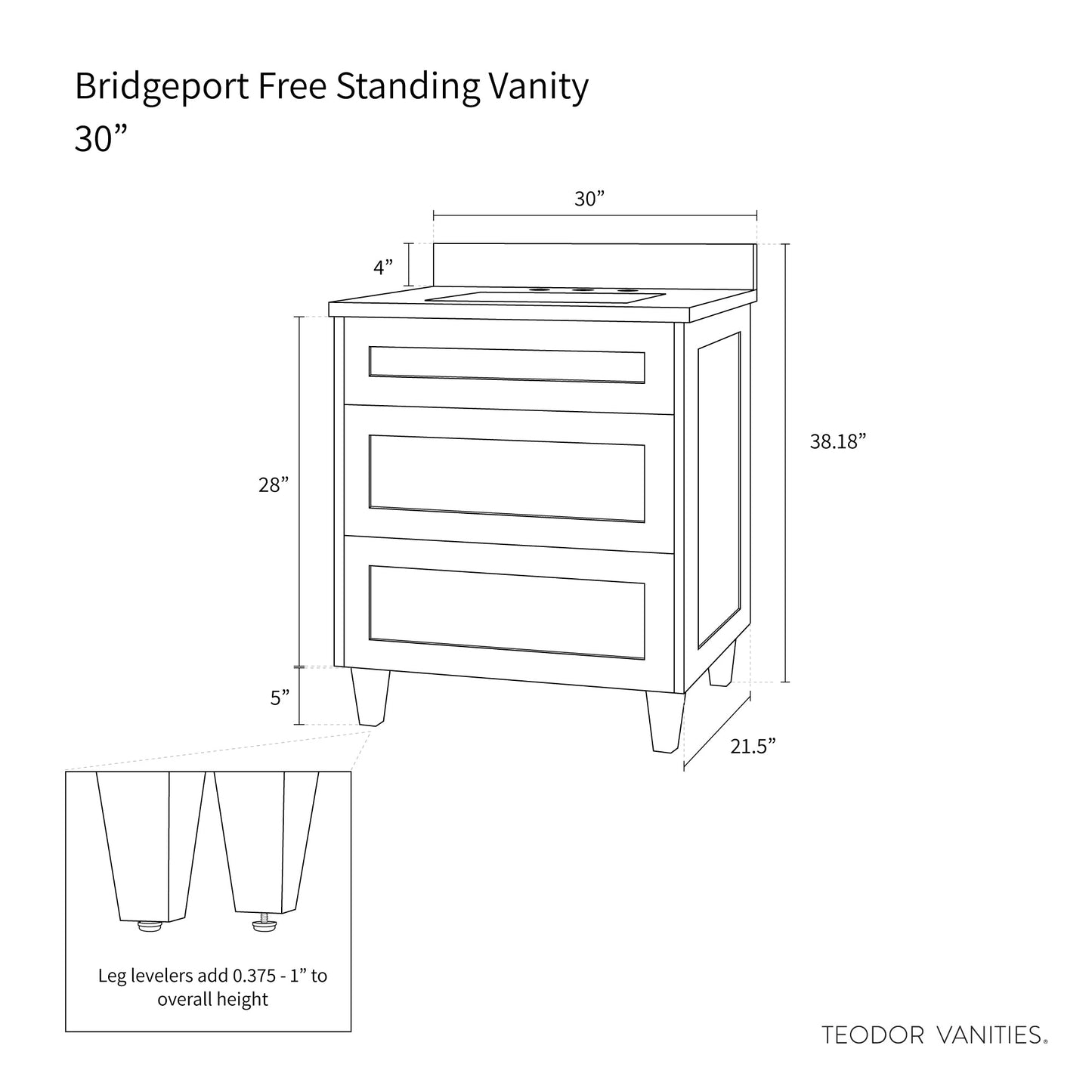 
                  
                    Bridgeport SLIM 30" Almond Coast Bathroom Vanity - All Drawers Teodor Bathroom Vanity United States
                  
                