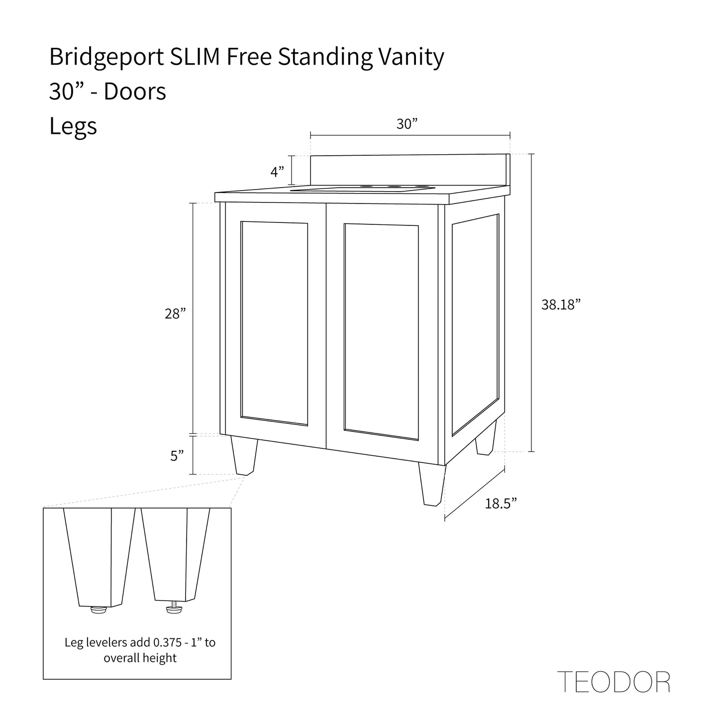 
                  
                    Bridgeport SLIM 30" White Oak Bathroom Vanity
                  
                
