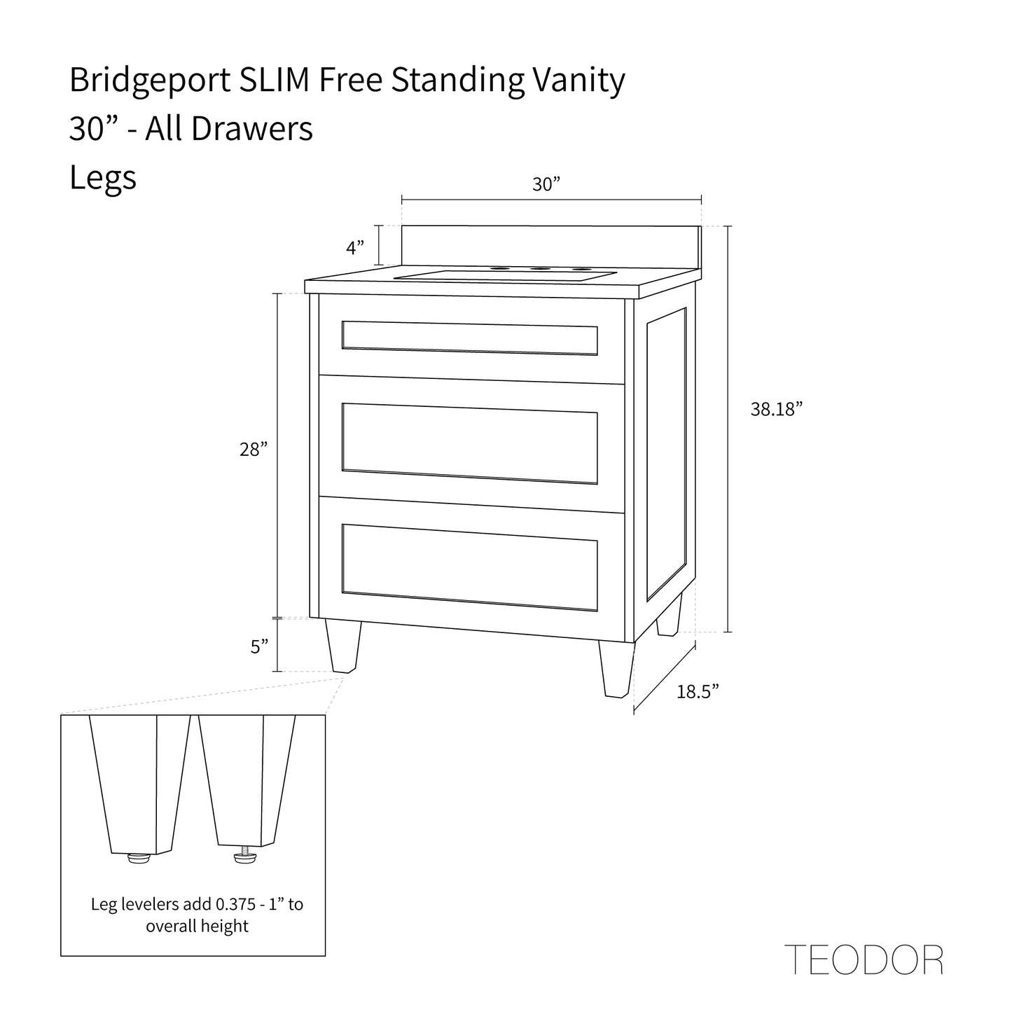 
                  
                    Bridgeport SLIM 30" White Oak Bathroom Vanity - Teodor Vanities United States
                  
                
