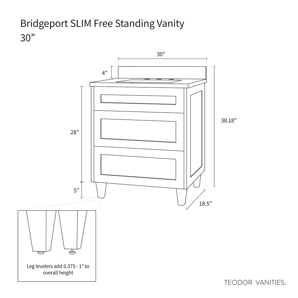 
                  
                    Bridgeport SLIM 30" Satin White Bathroom Vanity - Teodor Vanities United States
                  
                