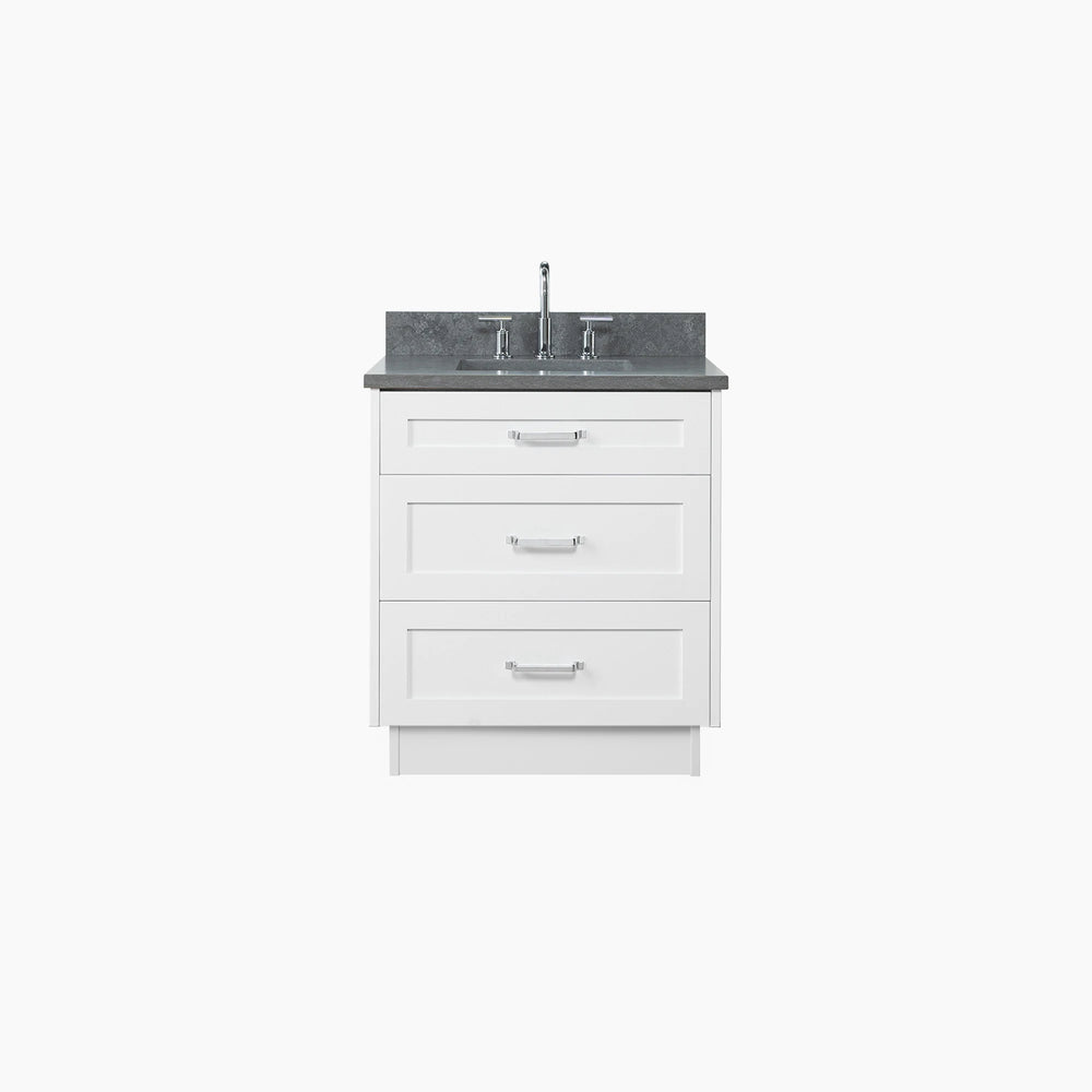 
                  
                    Bridgeport SLIM 30" Satin White Bathroom Vanity - All Drawers
                  
                