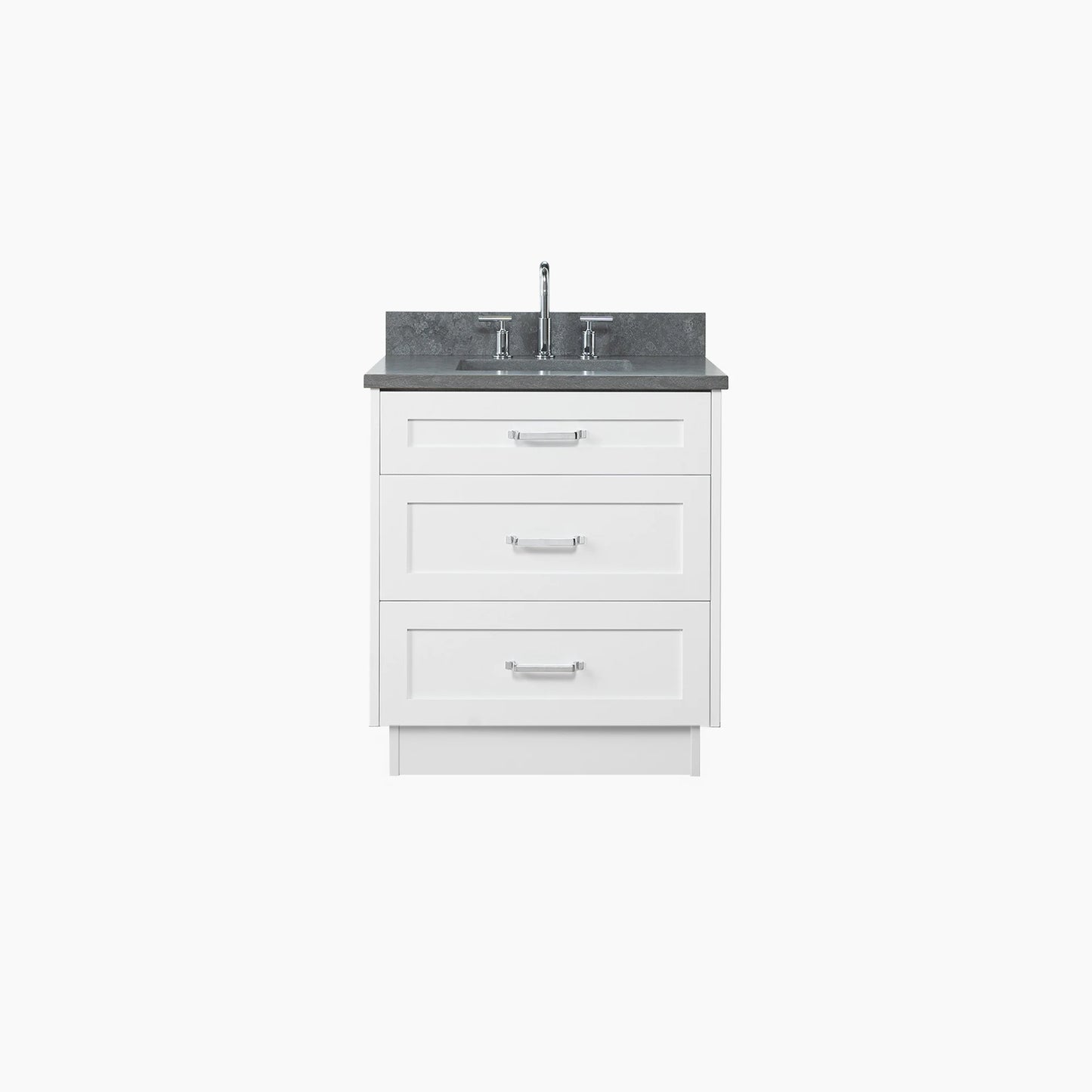 
                  
                    Bridgeport SLIM 30" Satin White Bathroom Vanity - All Drawers
                  
                