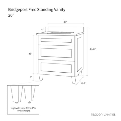 Bridgeport 30" American Black Walnut Bathroom Vanity - Teodor Vanities United States