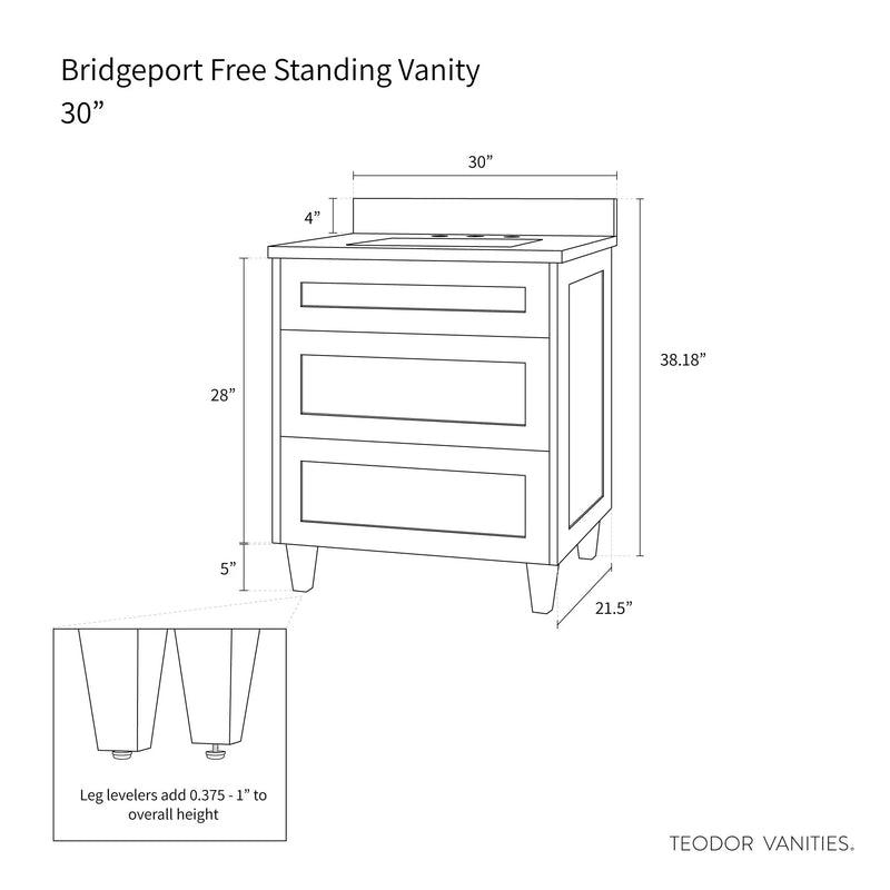 Bridgeport 30" Satin White Bathroom Vanity - Teodor Vanities United States