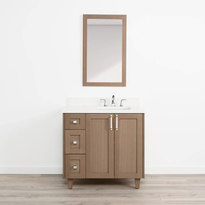 Bridgeport 36" Almond Coast Bathroom Vanity, Right Sink