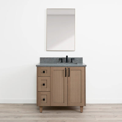 Bridgeport 36" Almond Coast Bathroom Vanity, Right Sink