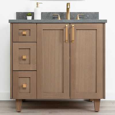 Bridgeport 36" Almond Coast Bathroom Vanity, Right Sink