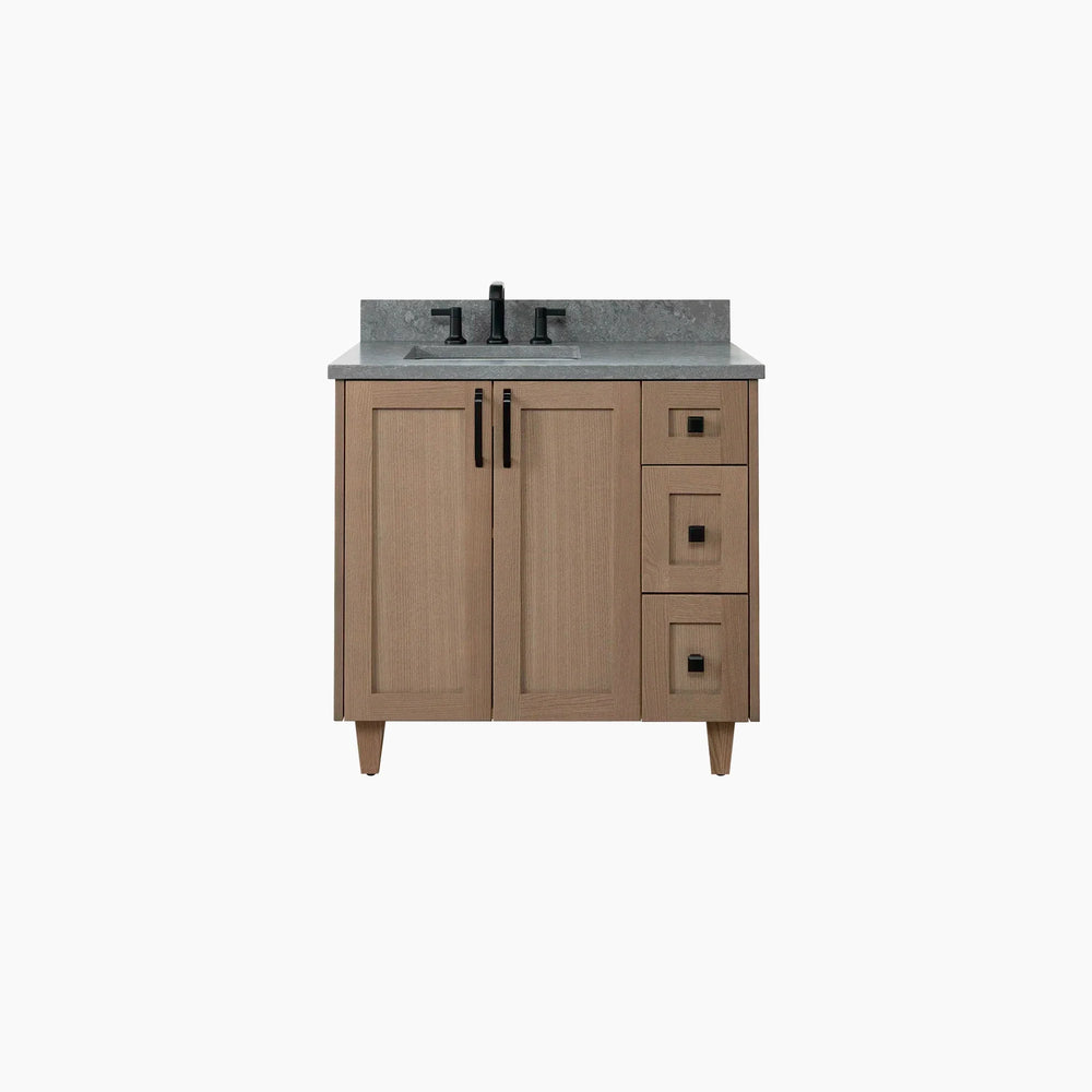 Bridgeport 36" Almond Coast Bathroom Vanity, Left Sink