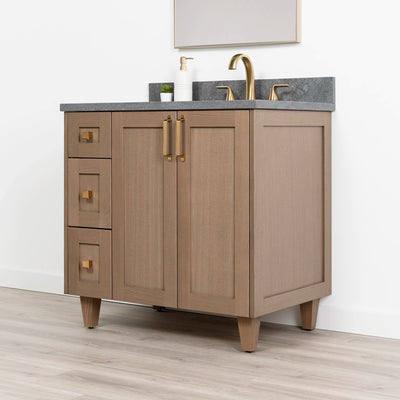 Bridgeport 36" Almond Coast Bathroom Vanity, Right Sink