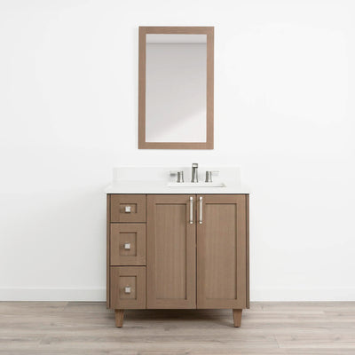 Bridgeport 36" Almond Coast Bathroom Vanity, Right Sink