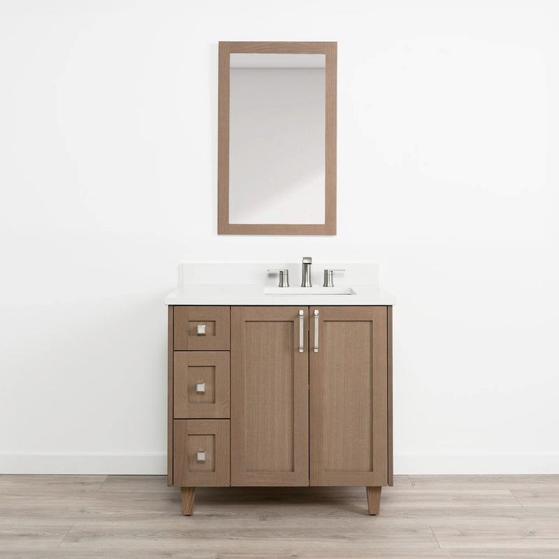 Bridgeport 36" Almond Coast Bathroom Vanity, Right Sink