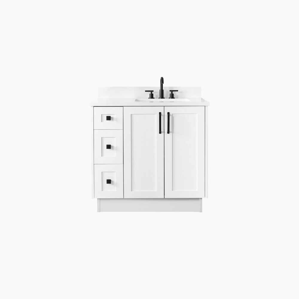 
                  
                    Bridgeport SLIM 36" Satin White Bathroom Vanity, Right Sink
                  
                
