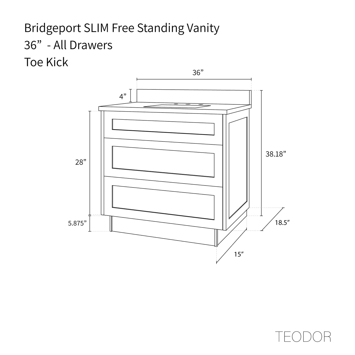 
                  
                    Bridgeport SLIM 36" Almond Coast Bathroom Vanity - All Drawers
                  
                