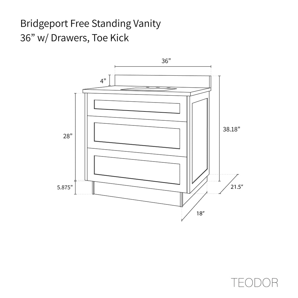 
                  
                    Bridgeport 36" White Oak Bathroom Vanity - All Drawers
                  
                