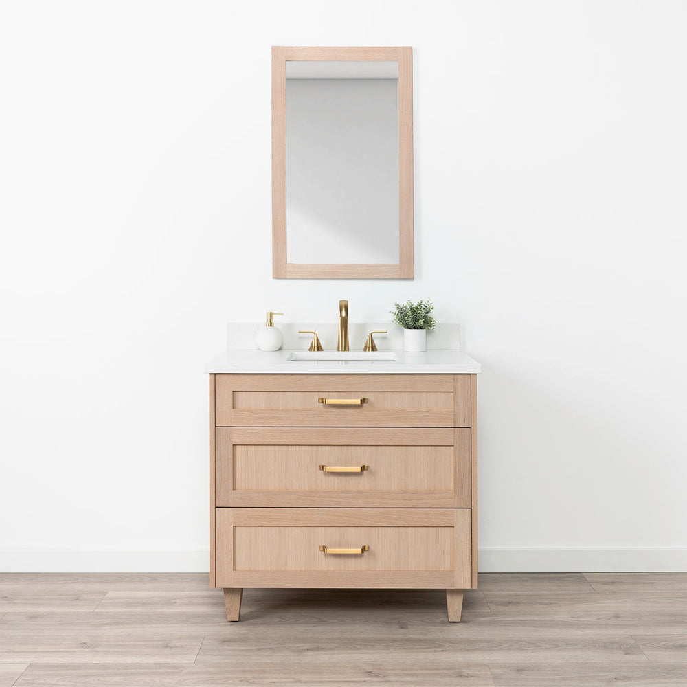 Bridgeport 36" White Oak Bathroom Vanity w/ Drawers